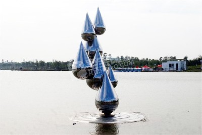 戶(hù)外景觀水上水滴不銹鋼雕塑定制