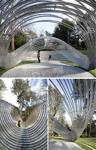 現(xiàn)代風信息產(chǎn)業(yè)科技園抽象不銹鋼雕塑