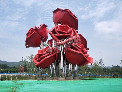 戶(hù)外景觀園林玫瑰不銹鋼雕塑