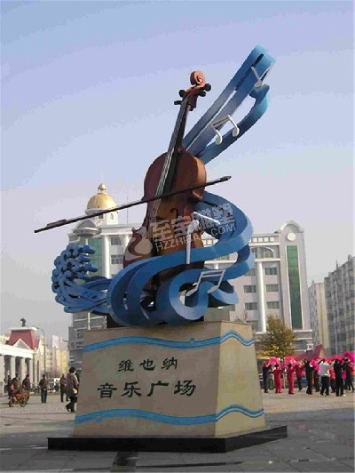 城市音樂廣場(chǎng)小提琴不銹鋼雕塑定制