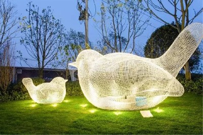 城市園林景觀建筑鏤空小鳥(niǎo)不銹鋼雕塑定制