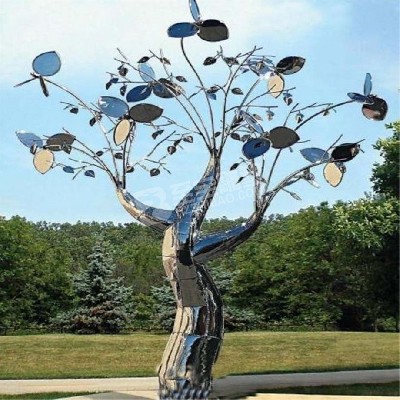戶外公園鏡面樹(shù)不銹鋼雕塑定制
