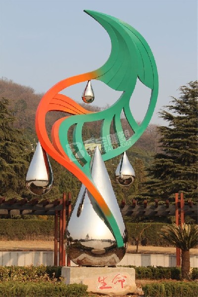 景區(qū)廣場(chǎng)鏡面生命水滴不銹鋼雕塑定制