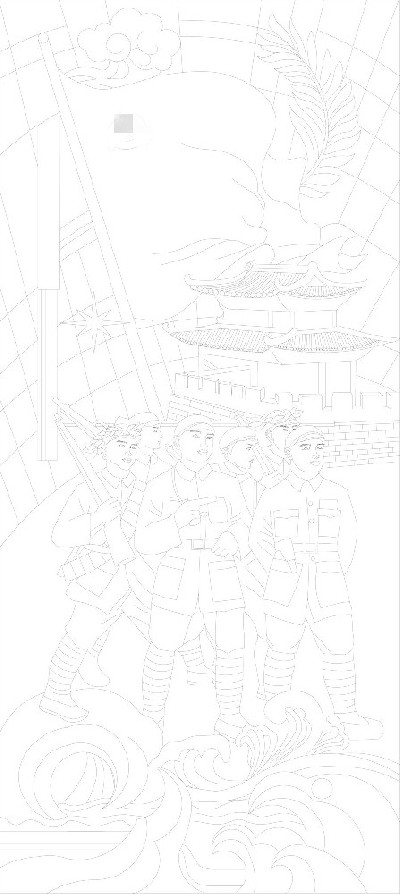 紅色黨建浮雕雕塑原創(chuàng)手繪設(shè)計稿