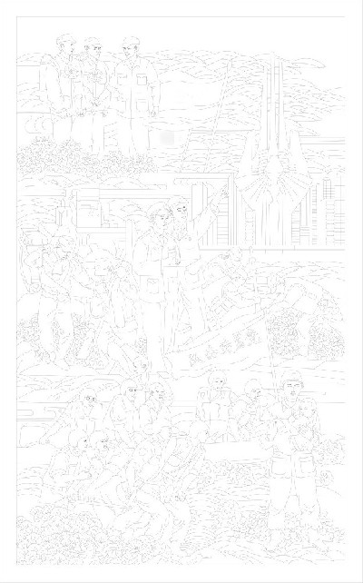 黨員突擊隊浮雕雕塑原創(chuàng)手繪設(shè)計稿