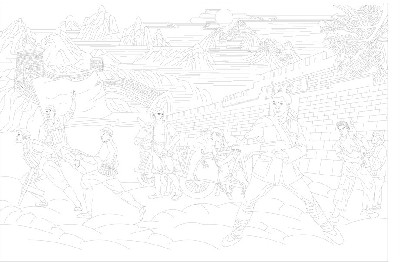 大好河山浮雕雕塑原創(chuàng)手繪設(shè)計稿