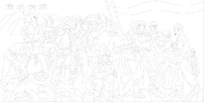 魚水情深浮雕雕塑原創(chuàng)手繪設(shè)計稿