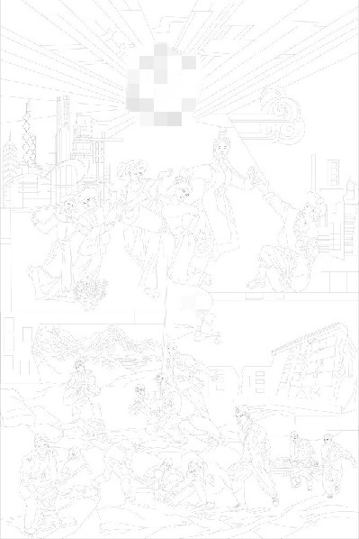 民族團結(jié)浮雕雕塑原創(chuàng)手繪設(shè)計稿