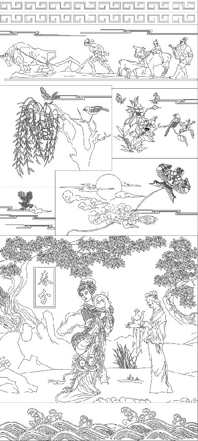 春分浮雕雕塑原創(chuàng)手繪設計稿