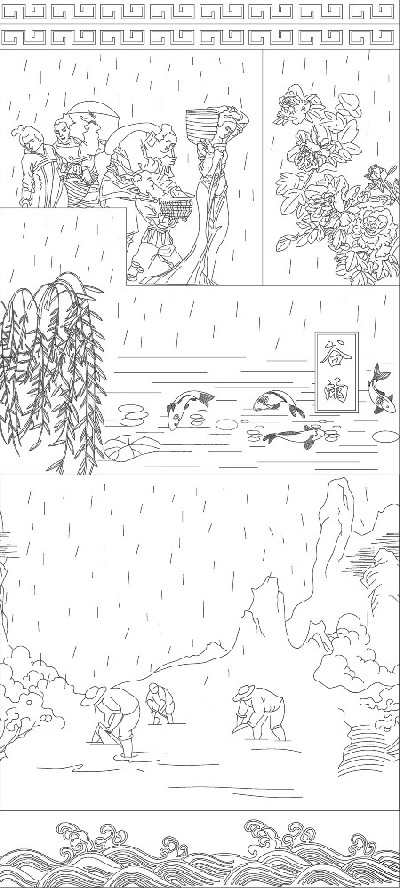 谷雨浮雕雕塑原創(chuàng)手繪設計稿