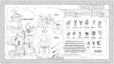 中醫(yī)文化浮雕雕塑原創(chuàng)手繪設(shè)計稿
