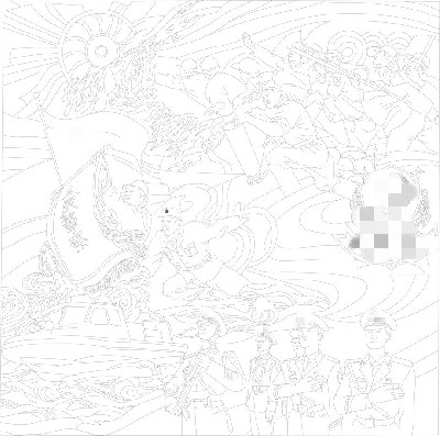 紅色黨建浮雕雕塑原創(chuàng)手繪設計稿