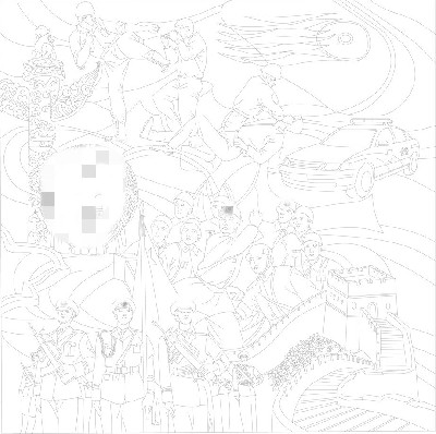 紅色黨建浮雕雕塑原創(chuàng)手繪設計稿