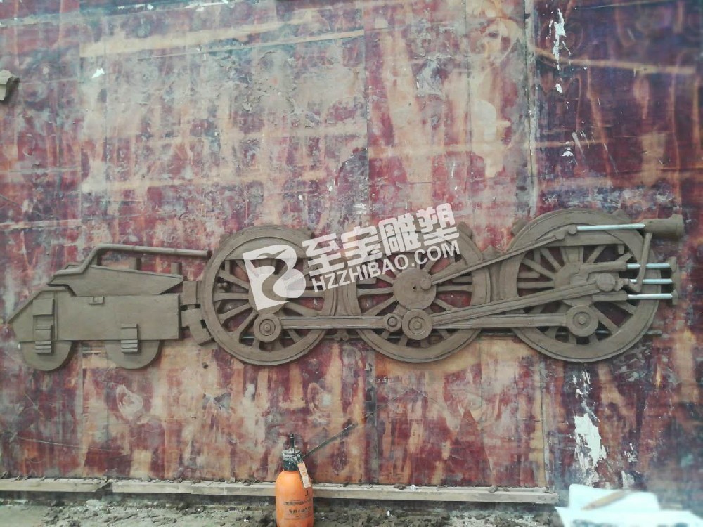 老爺車玻璃鋼仿黃銅浮雕畫(huà)