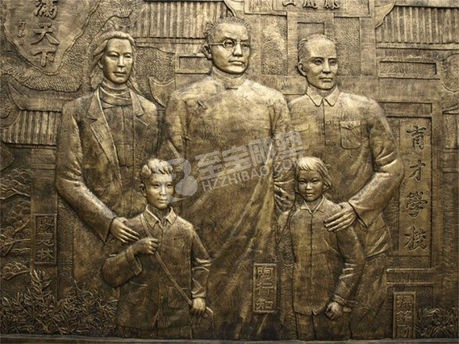 校園文化建議玻璃鋼仿銅浮雕壁畫(huà)玻璃鋼仿鑄銅雕塑定制