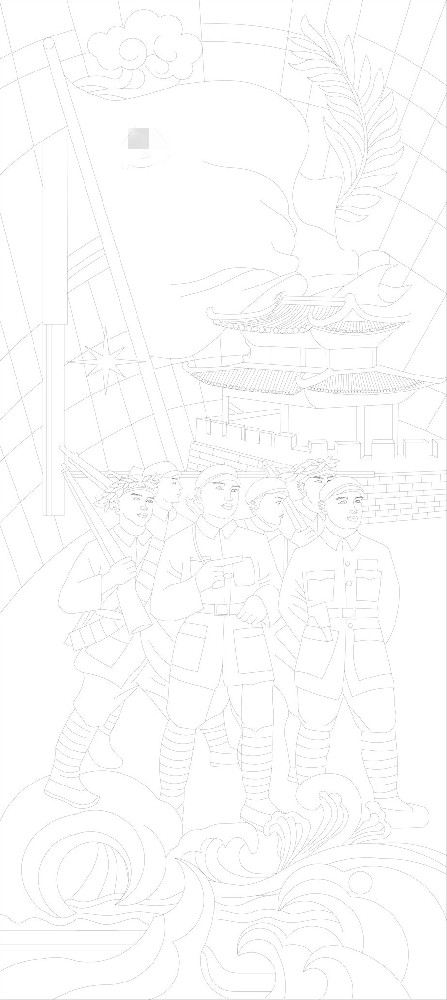 紅色黨建浮雕雕塑原創(chuàng)手繪設計稿