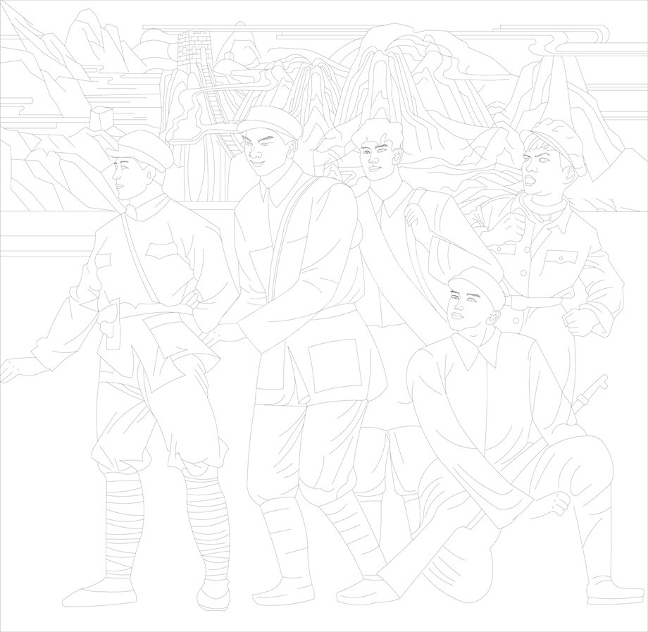 紅色黨建浮雕雕塑原創(chuàng)手繪設(shè)計(jì)稿