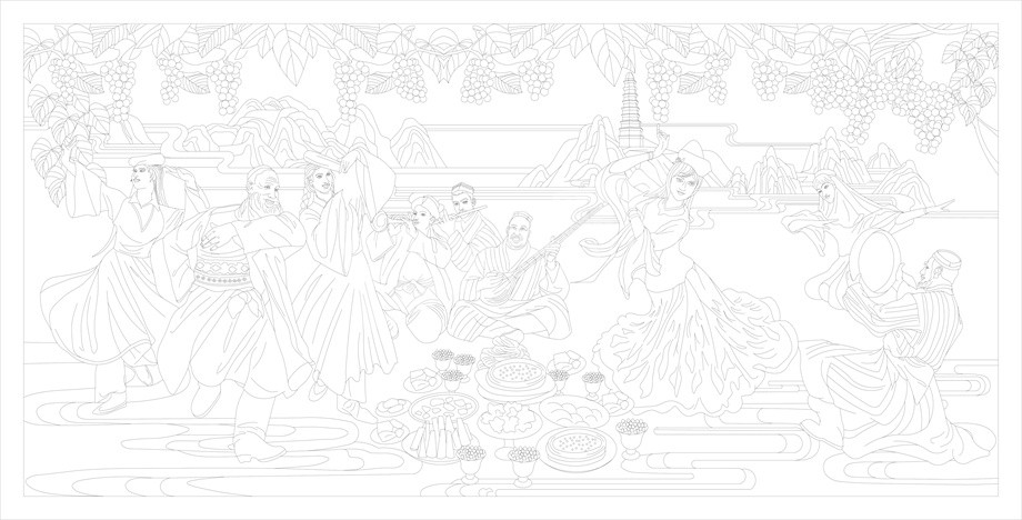 民族團(tuán)結(jié)浮雕雕塑原創(chuàng)手繪設(shè)計稿