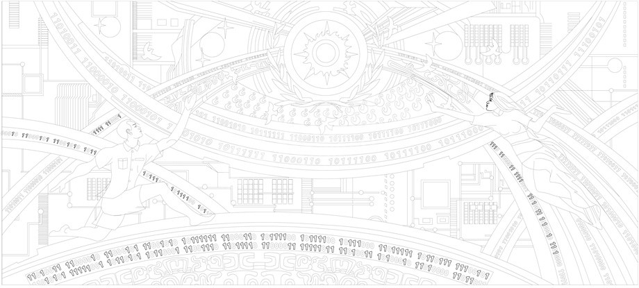 科技創(chuàng)新浮雕雕塑原創(chuàng)手繪設(shè)計(jì)稿