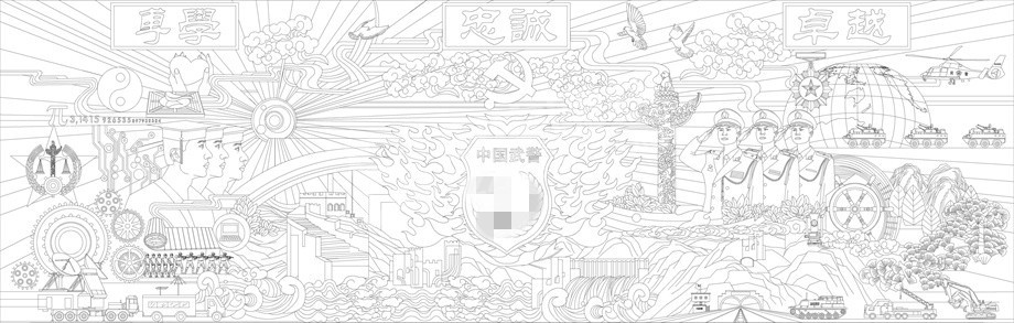 紅色黨建浮雕雕塑原創(chuàng)手繪設計稿