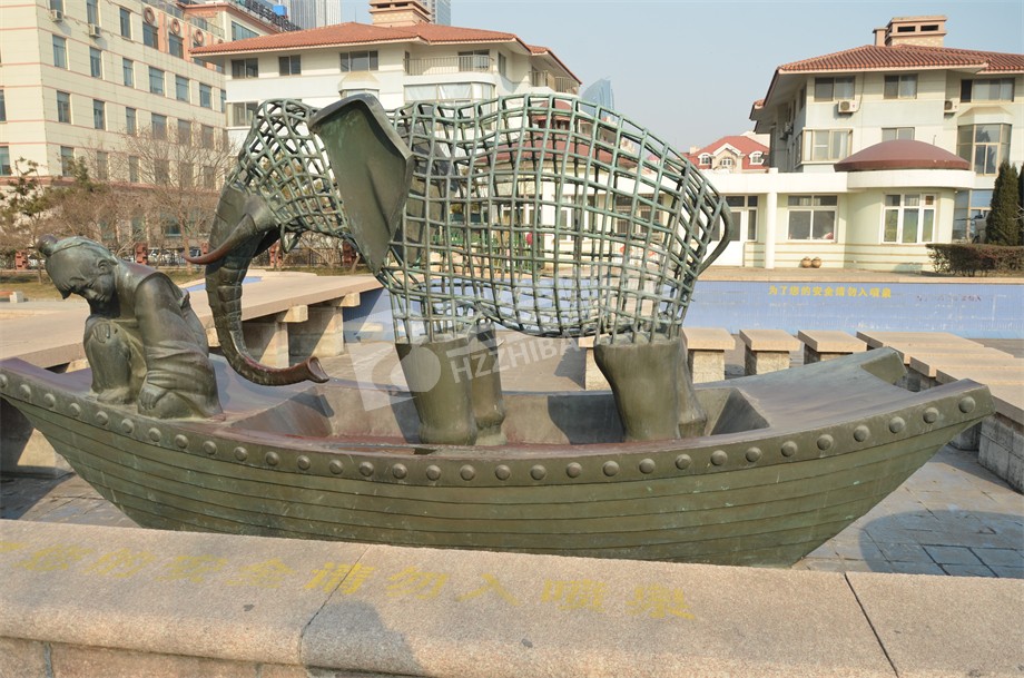 人與大象鑄銅雕塑定制