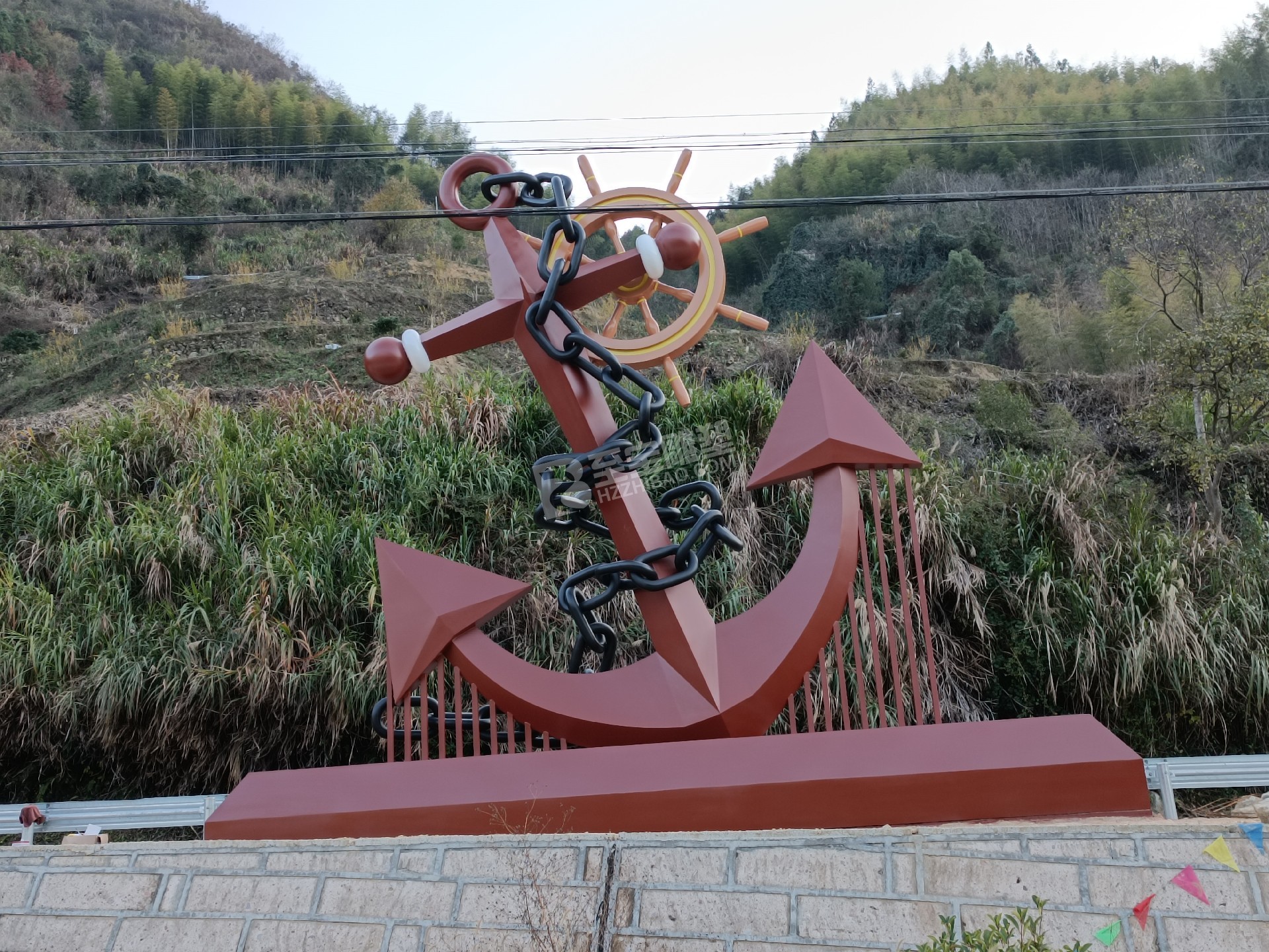 景寧縣交旅融合美麗航道及綠色低碳 渡口創(chuàng)建工程 (金 頭會渡口 )不銹鋼船錨雕塑