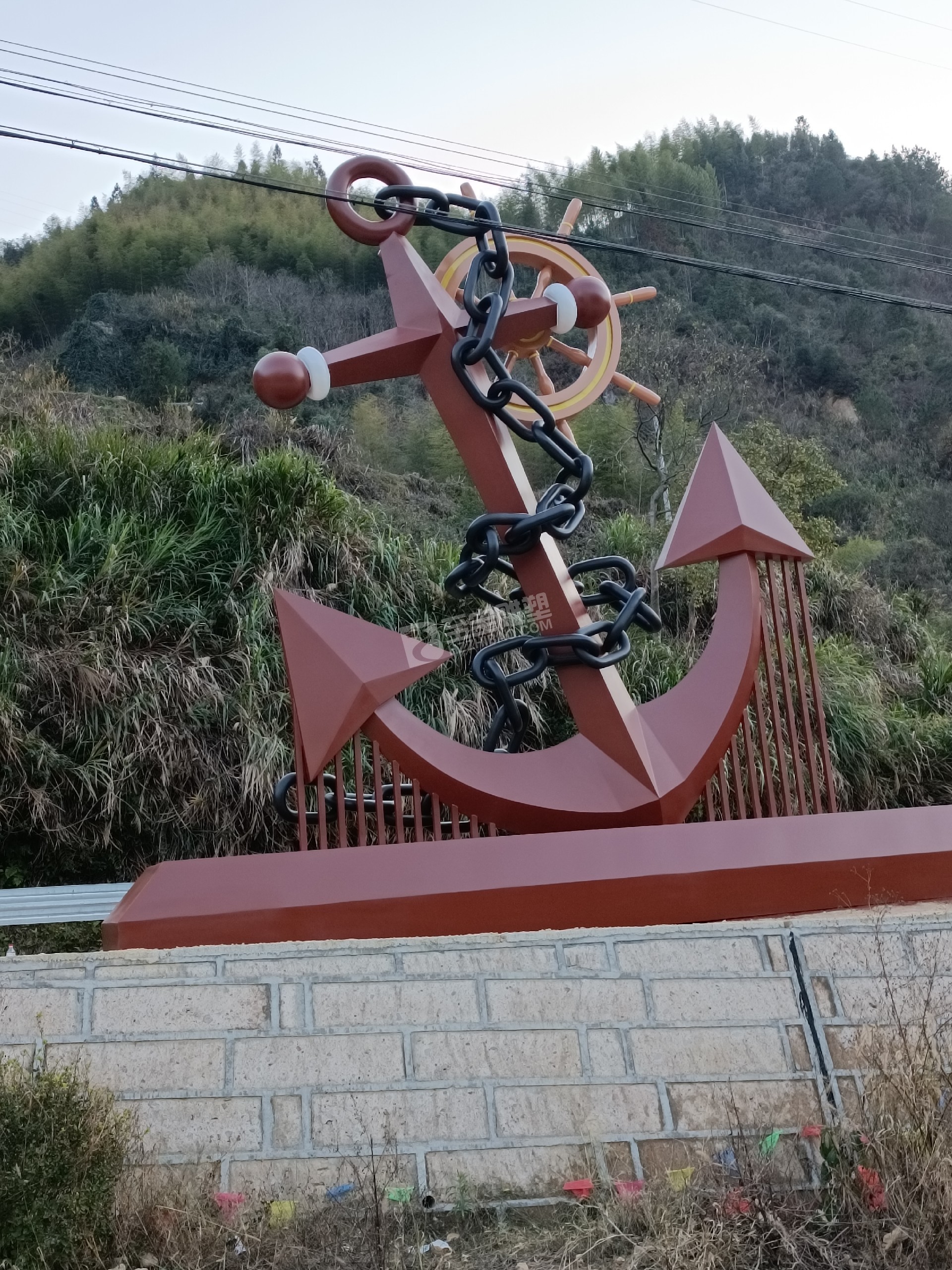 景寧縣交旅融合美麗航道及綠色低碳 渡口創(chuàng)建工程 (金 頭會渡口 )不銹鋼船錨雕塑