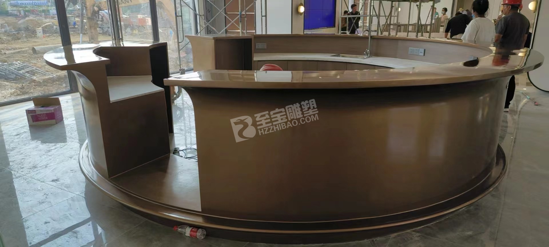 銅陵銅官區(qū)城投太學(xué)里營銷中心電鍍不銹鋼水吧臺雕塑